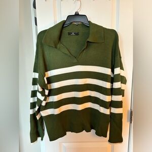 Green oversized striped sweater